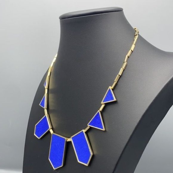 House of Harlow 1960 Blue Leather Cobalt Five Station Necklace - Picture 3 of 7